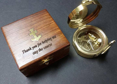 Brass Brunton Compass in a Wooden Case